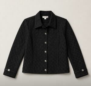 Vintage St John Sport Marie Gray Black Logo Jacquard Jacket L Made USA